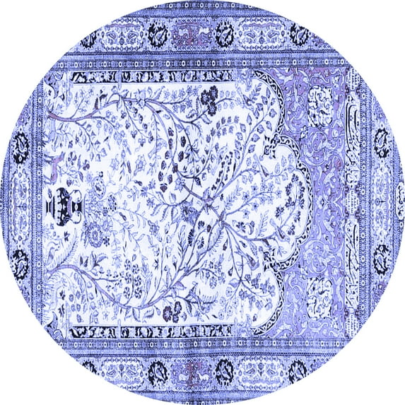 Ahgly Company Machine Washable Indoor Round Animal Blue Traditional Area Rugs, 5' Round