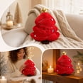 thumbnail image 7 of Cute Christmas Tree Plush Throw Pillow, Soft Red Xmas Tree Shaped Decorative Cushion with Golden Star, Embroidered Face Accent Pillow for Sofa Couch Bedroom Christmas Home Decor, 7 of 7