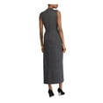 thumbnail image 2 of RALPH LAUREN Womens Gray Heather Sleeveless Tea-Length Sheath Dress Size: 10, 2 of 2