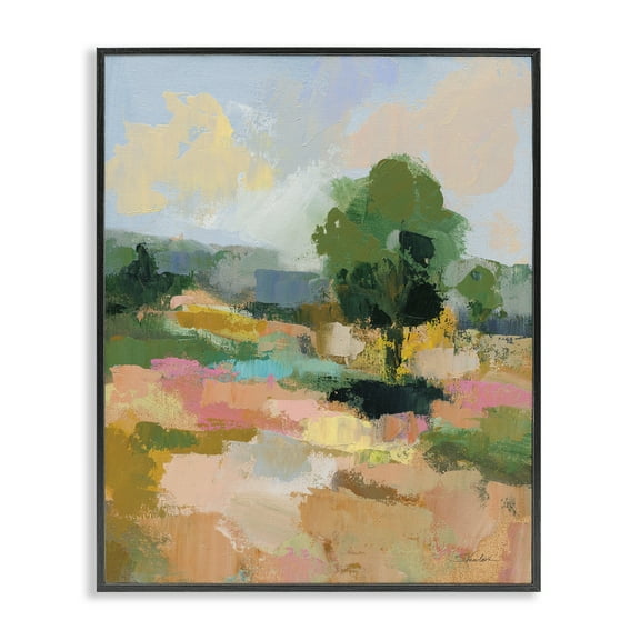 Stupell Industries Lone Tree Abstraction Landscape Painting Black Framed Art Print Wall Art, 11 x 14