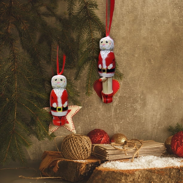 Xihbxyly Divertido Colgante de Papá Noel, Escultura de Madera Única, Decoración para Árbol de Navidad, Diseño para Colgar o Colocar de Pie, Regalo Navideño Personalizado, Decoración para El Hogar o F
