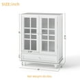 thumbnail image 6 of White Buffet Cabinet with Double Glass Doors & Drawer, Modern Wooden Storage Sideboard Cupboard for Living Room, Dining Room Hallway Entryway, Cabinets, 6 of 14