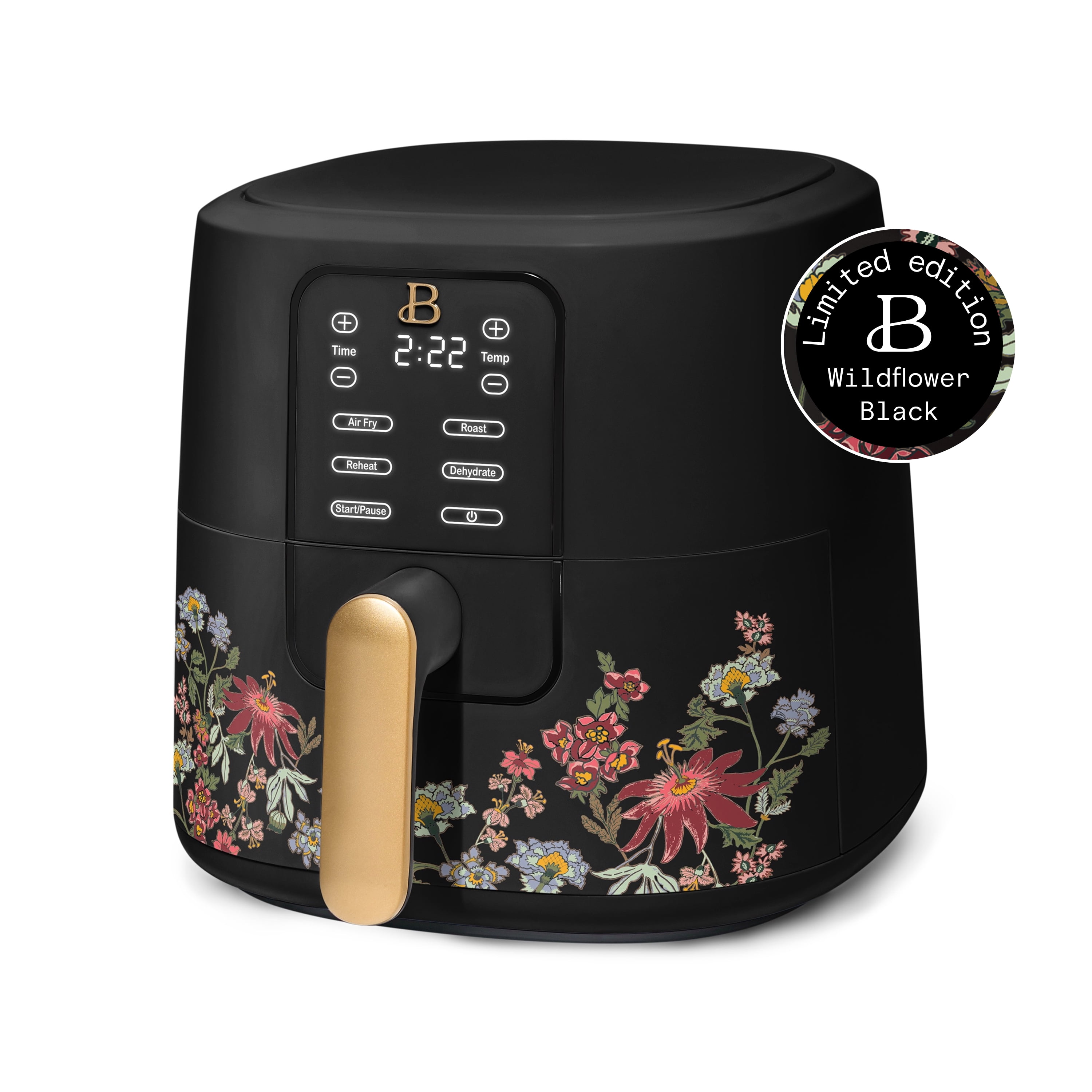 Beautiful 6 Qt Air Fryer with TurboCrisp Technology, EverGood Non-Toxic Ceramic Nonstick Coating, Wildflower Black Sesame by Drew Barrymore
