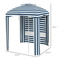 thumbnail image 3 of Patio Shades Outsunny 5.8' x 5.8' Portable Beach Umbrella with Double-Top, Ruffled Outdoor Cabana with Walls, Vents, Sandbags, Carry Bag, Blue & White Stripe,Garden Umbrellas, 3 of 9
