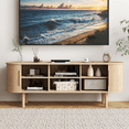 thumbnail image 7 of Easoger 70" TV Stand with Curved Profile Sliding Doors, Entertainment Center Fits TVs Up to 75'', Faux Marble Top, Spacious Console Table with Adjustable Shelves for Living Room, Bedroom, Brown, 7 of 7
