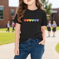 thumbnail image 5 of Kids Girls Short Sleeve T-Shirt Rainbow Hearts Print 100% Cotton Casual Top 4-12 Years (Sizes 4T-12),Size 4 T, 5 of 9