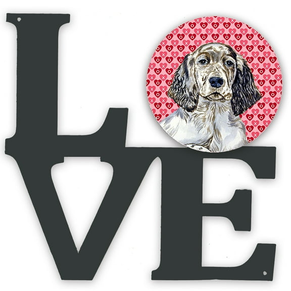 English Setter Hearts Love and Valentines Day Portrait Metal Wall Artwork LOVE