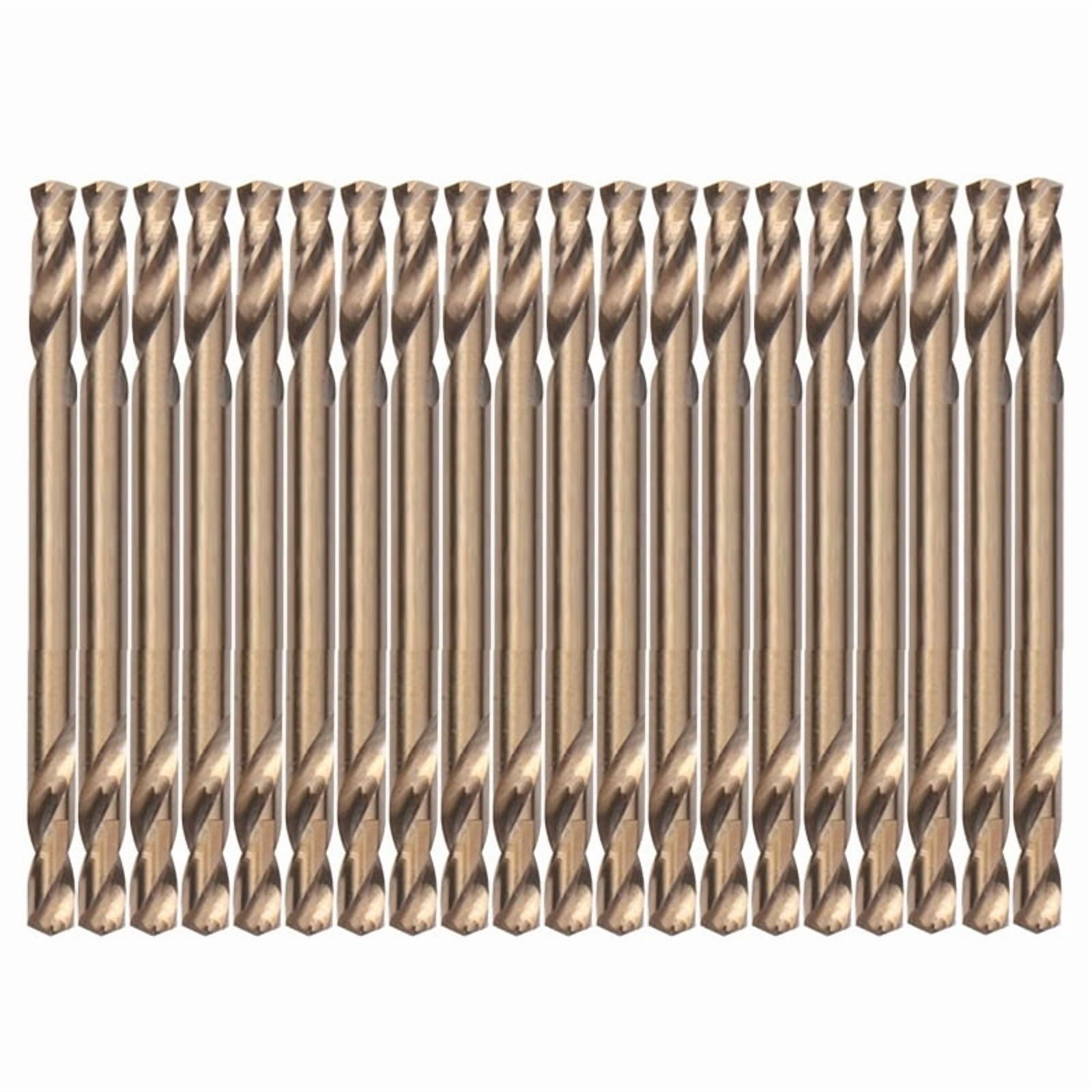 3.2mm Cobalt Drill Bits(60PCS),M35 HSSCO High Speed Steel Double Ends Stubby Body Twist Drill Bit Set for Hardened Metal