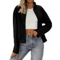 thumbnail image 3 of ClodeEU Womens Long Sleeve Stand Zip Up Cropped Jacket,Fall Fashion Bomber Jacket With Pockets Black,Womens Plus L, 3 of 8