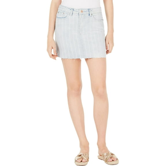 Vanilla Star Womens Denim Striped Mini Skirt