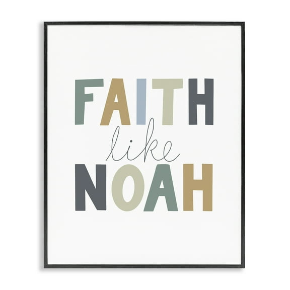 Stupell Industries Faith Like Noah Religious Painting Black Framed Art Print Wall Art, 11 x 14