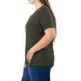 thumbnail image 4 of Zenana Women & Plus Size Cotton V-Neck Short Sleeve Casual Basic Tee Shirts, 4 of 4
