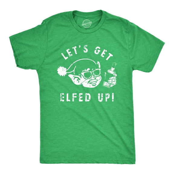 Mens Lets Get Elfed Up T Shirt Funny Crazy Xmas Partying Booze Drinking Tee for Guys Graphic Tees