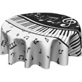 thumbnail image 1 of Music Round Tablecloth 60 Inch - Classic Piano Table Cloth Black White Musical Instrument Table Covers for Kitchen Patio Outdoor Picnic Party, 1 of 1