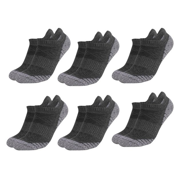 L 6 pares de calcetines deportivos transpirables con absorción de sudor, calcetines de algodón acolchados y transpirables de corte bajo para deportes