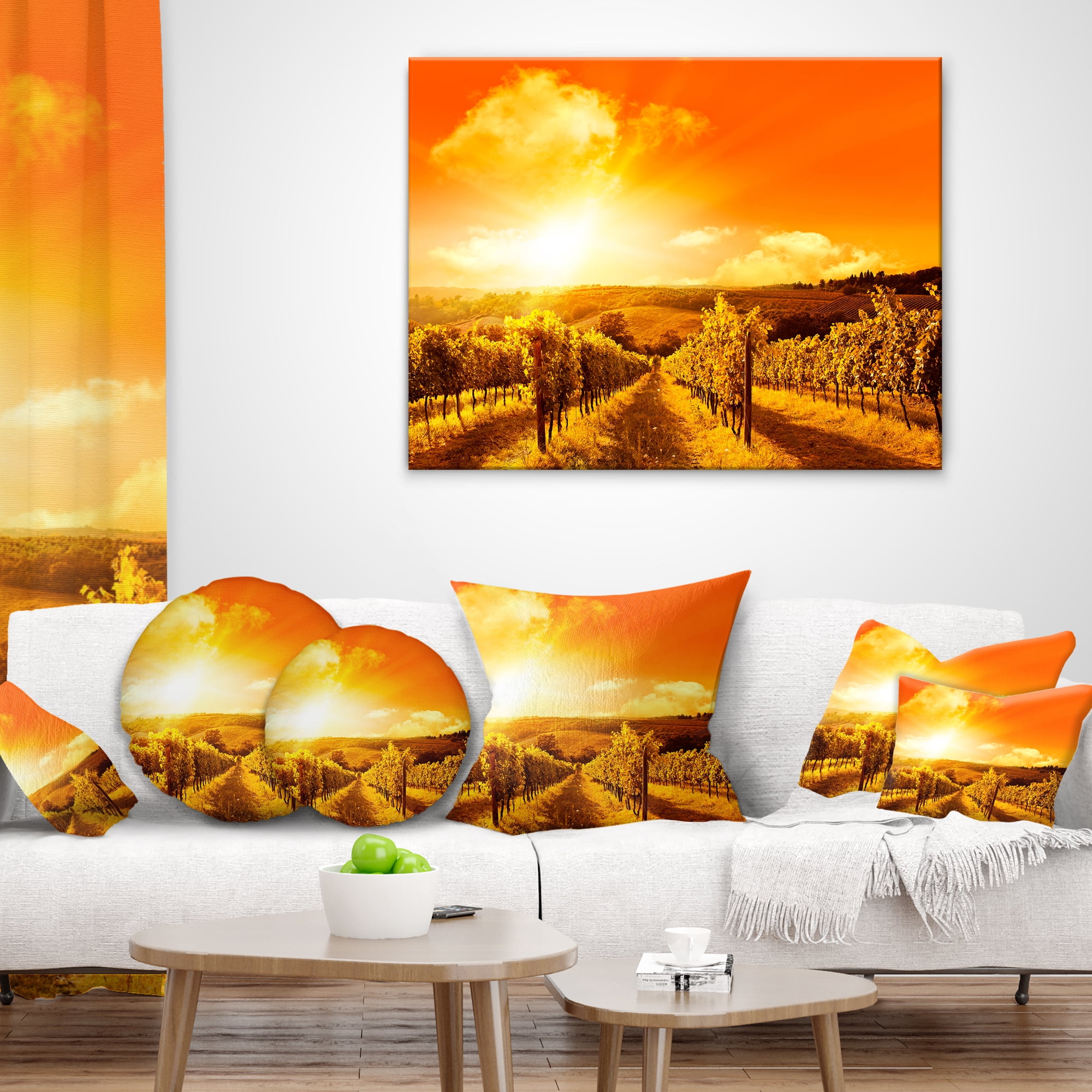 Designart Scenic Sunset Road in Italy - Landscape Printed Throw Pillow - 16x16