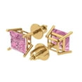 thumbnail image 2 of Clara Pucci 4Ct Pink Princess Cut VVS1 Screw Back Stud 18k Solid hypoallergenic Gold Designer Earrings For April, 2 of 7