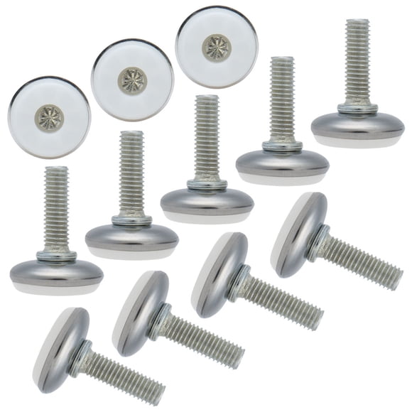M8 x 25 x 28mm Leveling Feet Adjustable Leveler Desk Leg, White Cap, 12pcs