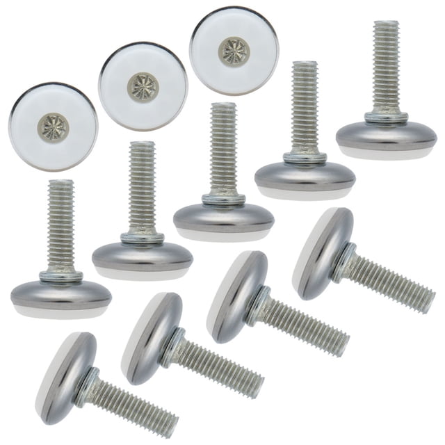 M8 x 25 x 28mm Leveling Feet Adjustable Leveler Desk Leg, White Cap, 12pcs