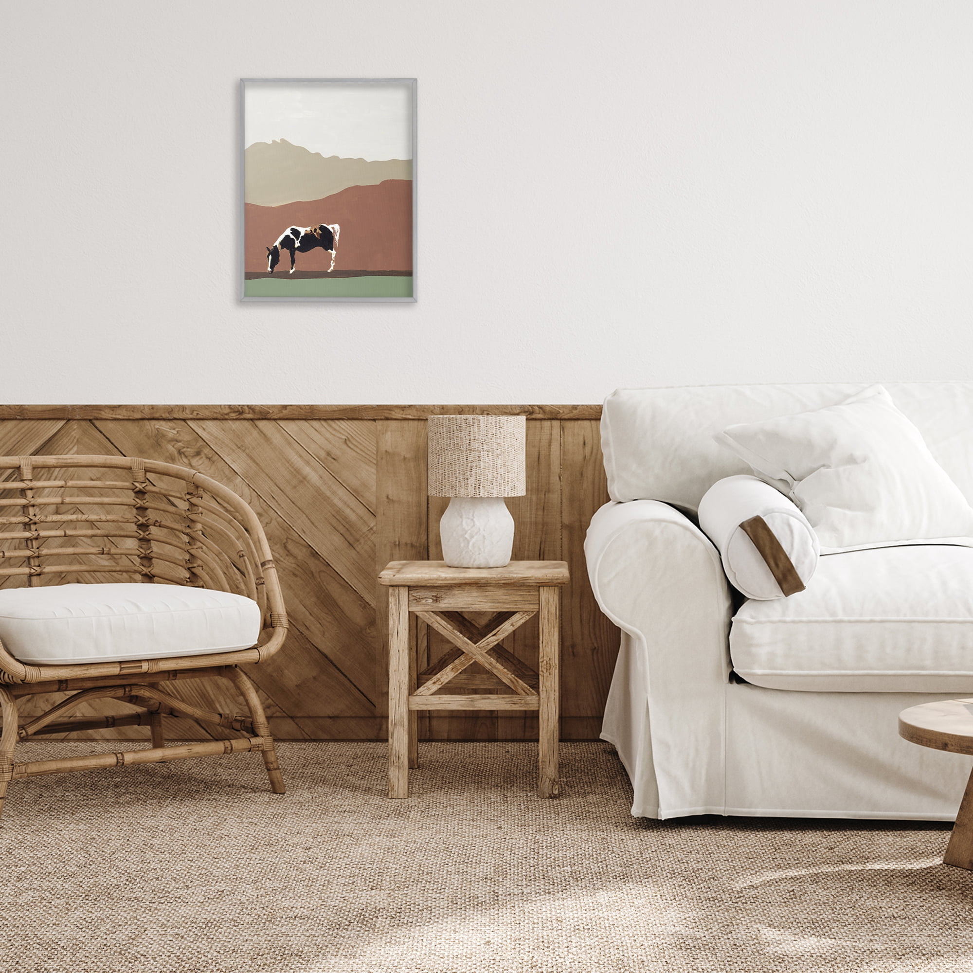 Stupell Industries Modern Mountains Horse Gray Framed Giclee Art, design by Patricia Pinto
