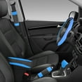 thumbnail image 4 of EEEkit Car Carbon Fiber Accessories Set with Steering Wheel, Gear Shift, Handbrake, Center Console, Seat Belt Cover, Blue, 4 of 6