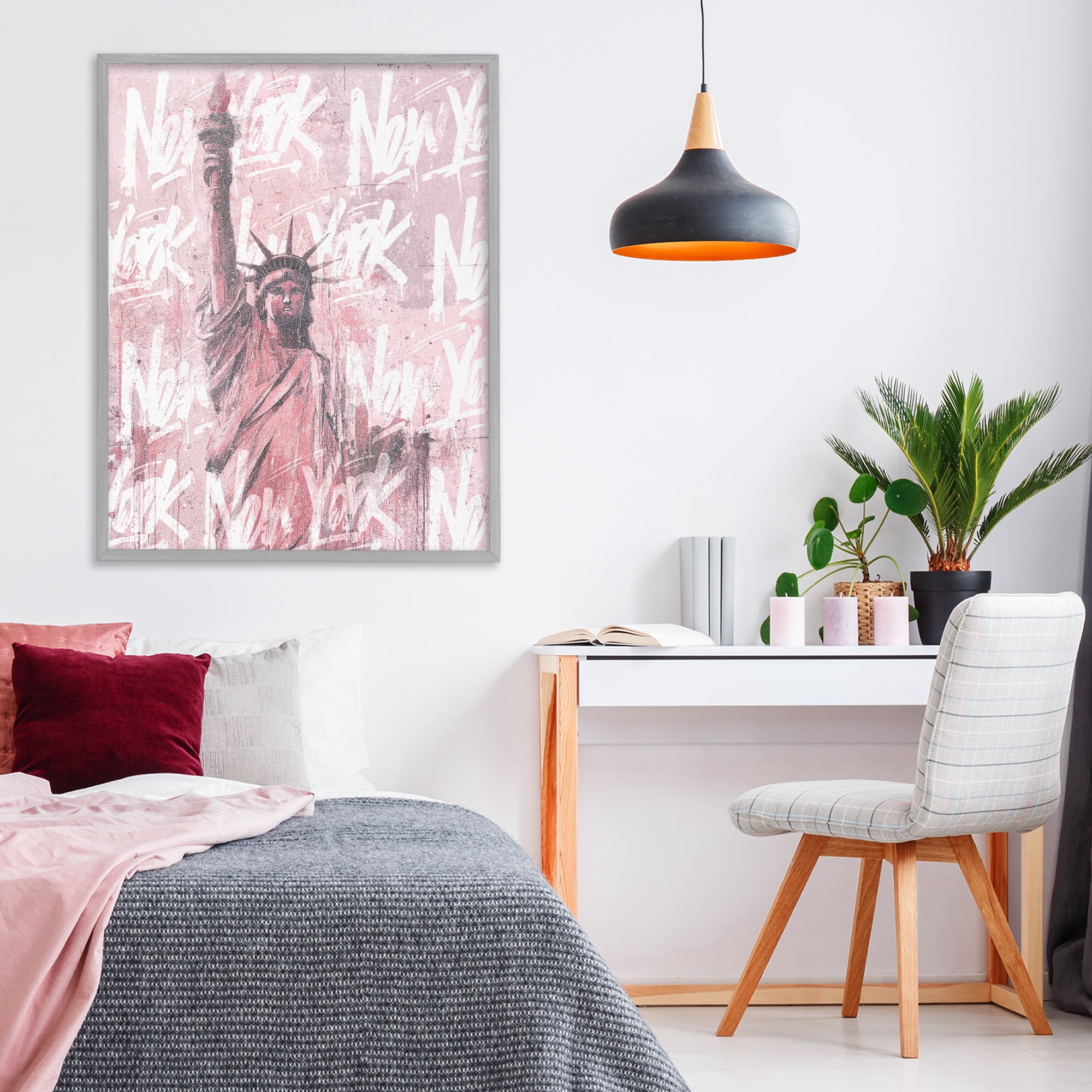 Stupell Industries Sparkle Of The City Statue Gray Framed Giclee Art, design by Svetlana Aleynikova