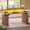 Brown, variant on 55" Standing Desk with LED Lights and Storage, Modern Fluted Stand Up Desk, Height Adjustable Home Office Desk