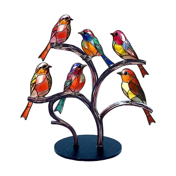 Bwiyojiz Home Decor Accessories 6 Little Birds and Flowers Pendant Decoration Acrylic European Style Ornaments, Gifts for Women, Multicolor