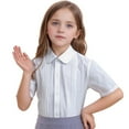 thumbnail image 4 of Curuila Kids Girls Top Short Sleeve Solid Color Lapel Shirt Summer Fashionable Casual Blouse White5 Size 15-16 Years, 4 of 4