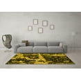 thumbnail image 3 of Ahgly Company Machine Washable Indoor Round Abstract Yellow Modern Area Rugs, 4' Round, 3 of 4