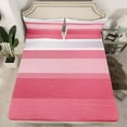 thumbnail image 2 of Manfei Chic Stripes Ombre Twin Sheet Sets, Fashion Pink Abstract Art Twin Fitted Sheet, Teens Kids Adult Men Women Flat Sheet, Lightweight Room Decor, 3-Piece, 2 of 7