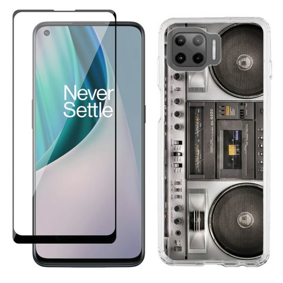 Slim-Fit Protective Phone Case compatible with Motorola Moto One 5G UW, with Tempered Glass Screen Protector, by OneToughShield ® - Boombox