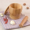 thumbnail image 4 of Bamboo Mortar and Pestle Set with Lid Spice Grinder kitchen Cooking Tools for Herb Spice Mixing Grinding Bowl Kitchenware - -, 4 of 5