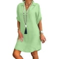 thumbnail image 5 of XIAfhje Summer Dresses for Women Straight Dress Solid Color Casual Dress 3/4 Sleeve V Neck Dresses Vacation Loose Beach Dress, 5 of 5