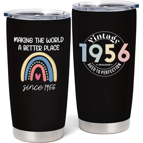 70th Birthday Gifts for Women - Gifts for 70 Years Old Woman - 1956 Birthday Gift for Women - 70th Birthday Decorations Gift, 20 oz Stainless Steel Tumbler With Lid & Straw