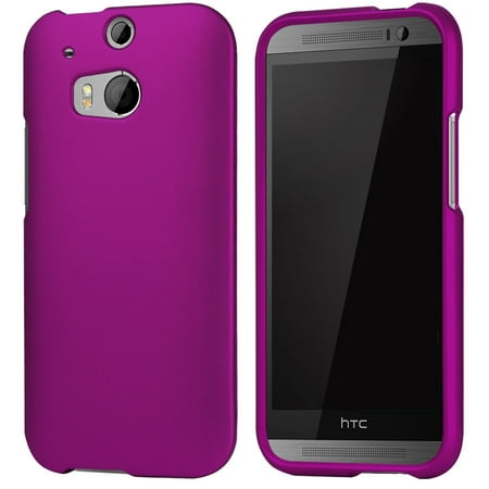 DEEP PURPLE RUBBERIZED HARD CASE PROTEX COVER FOR HTC ONE M8 PHONE
