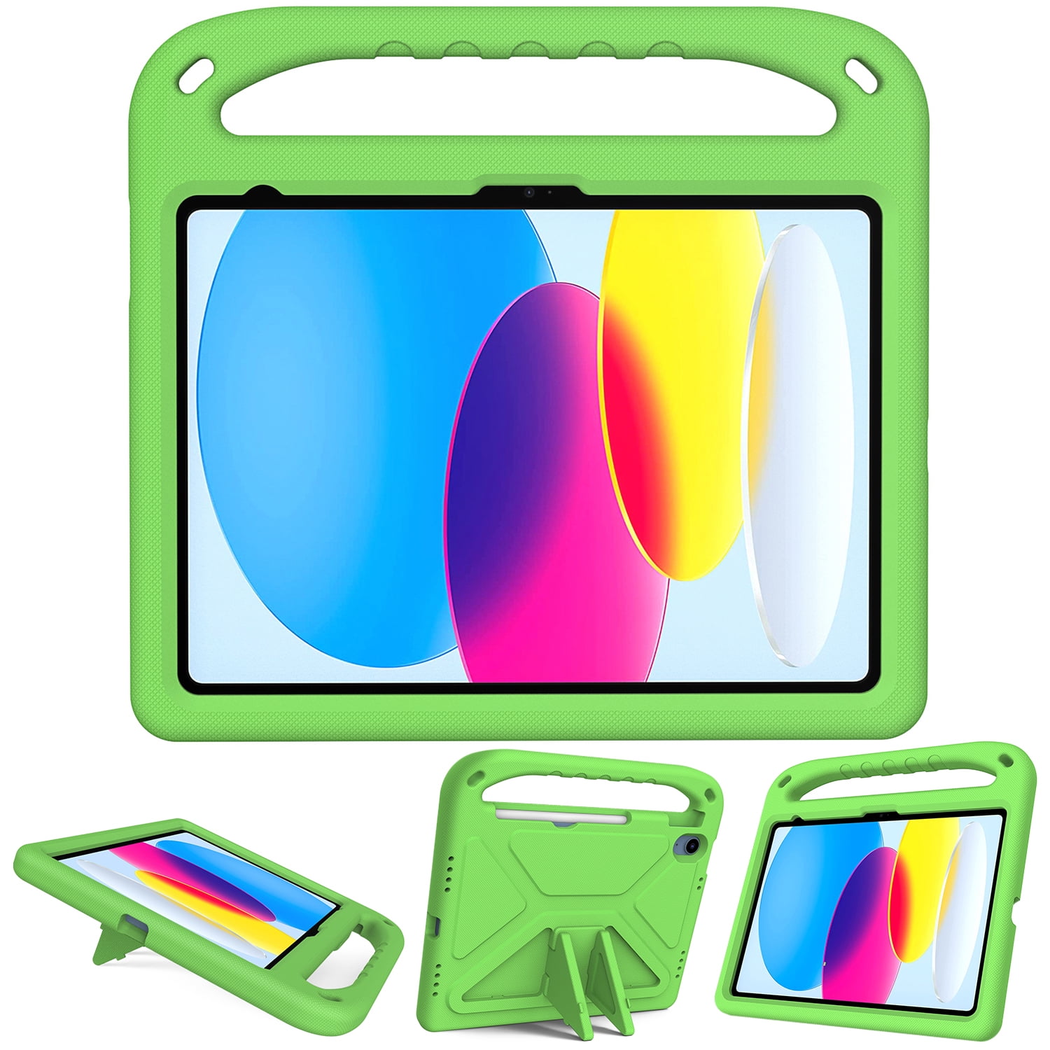 ELEHOLD for iPad 10th Generation 10.9" 2022 Rugged Case Kids Friendly EVA Full Body Protective Handle Grip Pencil Holder Kickstand Shockproof Kids Case for iPad 10th,Green