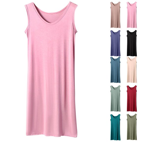 Ihhxva Plus Size Cotton Pajama Set for Women Loose Fit Sleeveless Sleep Dress Breathable Moisture-Wicking Lightweight Soft Nightgown XL-5XL