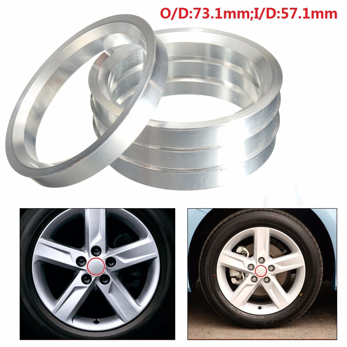 72.0-57.1 Alloy Wheel Spigot Rings for VW Transporter T3 /& T4