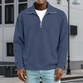 thumbnail image 2 of NOLDARES Men's Quarter Zip Pullover Long Sleeve Sweatshirt 1/4 Zip Golf Shirt Winter Fleece Lined Thermal Pullover,Blue,3XL, 2 of 4