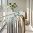 thumbnail image 2 of 10 Packs Plastic Non-Slip Hangers with Pinch Clips, Durable Space Saving Clothes Hangers for Clothing Dark teal, 2 of 6