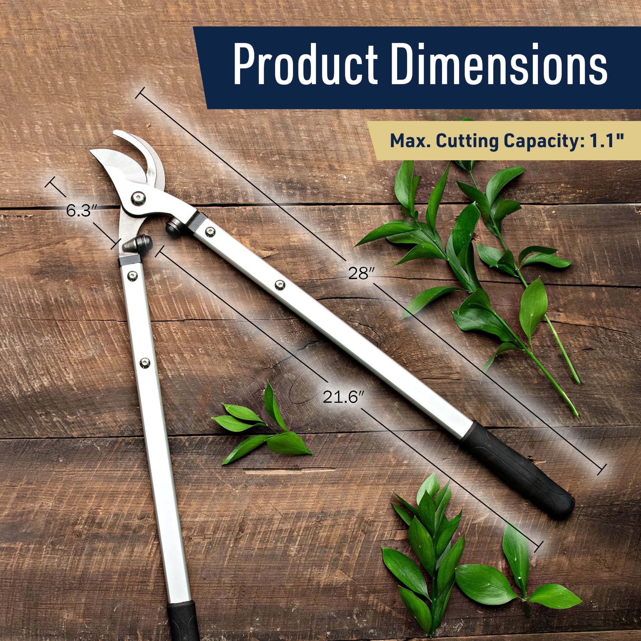 Kings County Tools 28” Tree Trimmer Bypass Lopper - Forged Steel Blades with 1.1” Cutting Capacity