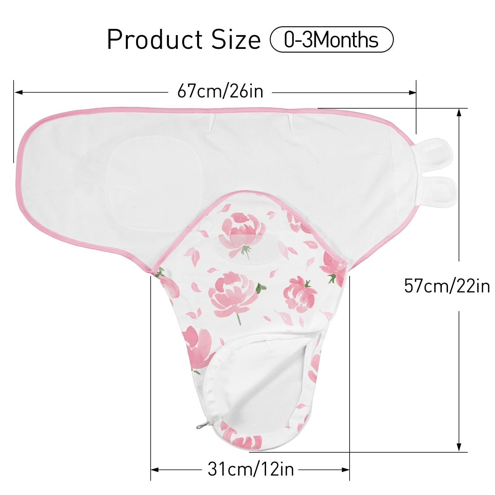 Gllquen Baby Swaddle Sleep Sacks with Zipper for 0-3 Months Newborn Girls Pink Floral, 3 Pack