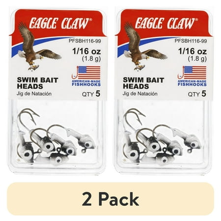 (2 pack) Eagle Claw Panfish Insider Tube Fishing Jig Head Black Pearl 1/16 oz.