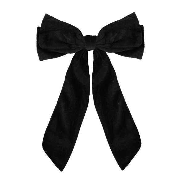 Velour Bow Clip, 6.5 Inch (Black)