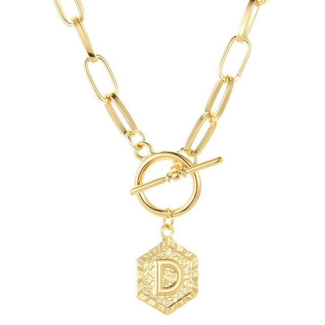 Bilqis Chaîne Pendentif Lettre Anglaise 26 Deals, Collier Rétro Paperclip Hexagone