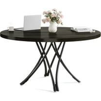 Tribesigns 47" Round Conference Table with Metal Cross Legs for 4-6 (Black)