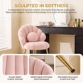 thumbnail image 3 of Ktaxon Vanity Makeup Chair with Teddy Velvet, Shell Design Accent Desk Chair with Lumbar Pillow and Gold Legs, Office Seating for Women Pink, 3 of 11