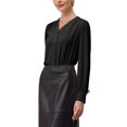 thumbnail image 4 of INSPIRE CHIC Women's Button Down Bodysuit Long Sleeve V Neck Classic Business Work Shirt Top 2XL Black, 4 of 5
