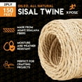 thumbnail image 2 of Sisal Twine - Thin Natural Fiber Rope on Spool - Rope for Cat Scratching Post, Sisal Rope for Cat Scratcher, Cat Tree Replacement Parts, Pet Toy - Decorative Cordage for Crafts, Pole Wrap 2 Ply 150', 2 of 5